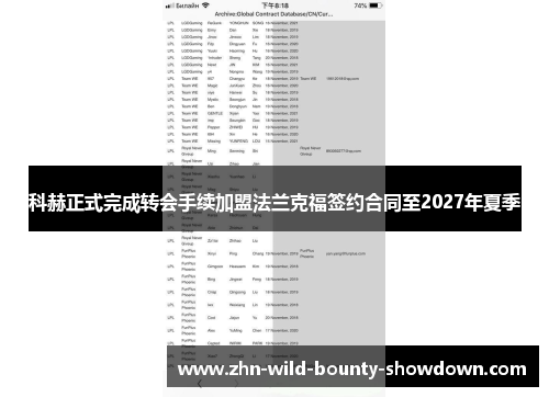 科赫正式完成转会手续加盟法兰克福签约合同至2027年夏季